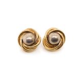 9ct yellow gold and silver ear clips