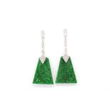 Jade, diamond and 18ct white gold earrings