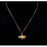 Silver gilt hippo pendant and chain