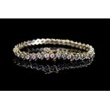 CZ and 14ct yellow gold line bracelet