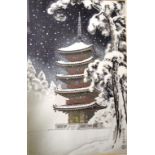 Nisaburo Ito (1910=1988) Temple in Snow