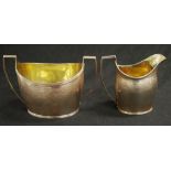 Pair George III silver sugar bowl & creamer