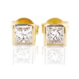 Diamond set 14ct yellow gold stud earrings