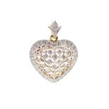Diamond set heart 9ct two tone gold pendant