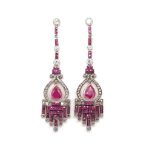 Ruby and diamond chandelier earrings