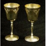 Pair Elizabeth II sterling silver goblets
