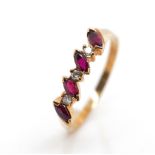 Red spinel, diamond and rose gold ring