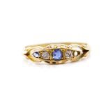 George V sapphire and diamond set 18ct gold ring