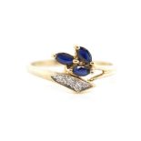 Sapphire and diamond set 9ct yellow gold ring