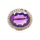Victorian amethyst and yellow gold brooch