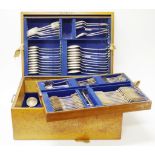 Extensive wood cased canteen silver plate cutlery