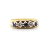 Sapphire and diamond set 18ct yellow gold ring