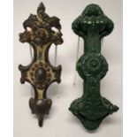 Two Victorian cast iron front door fittings