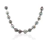 Tahitian silver/ black pearl necklace
