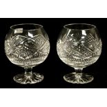 Two Tyrone Ireland cut crystal brandy balloons