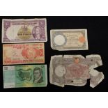 New Zealand one pound £1 banknote & 4 others