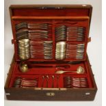Antique wood cased canteen Christofle cutlery