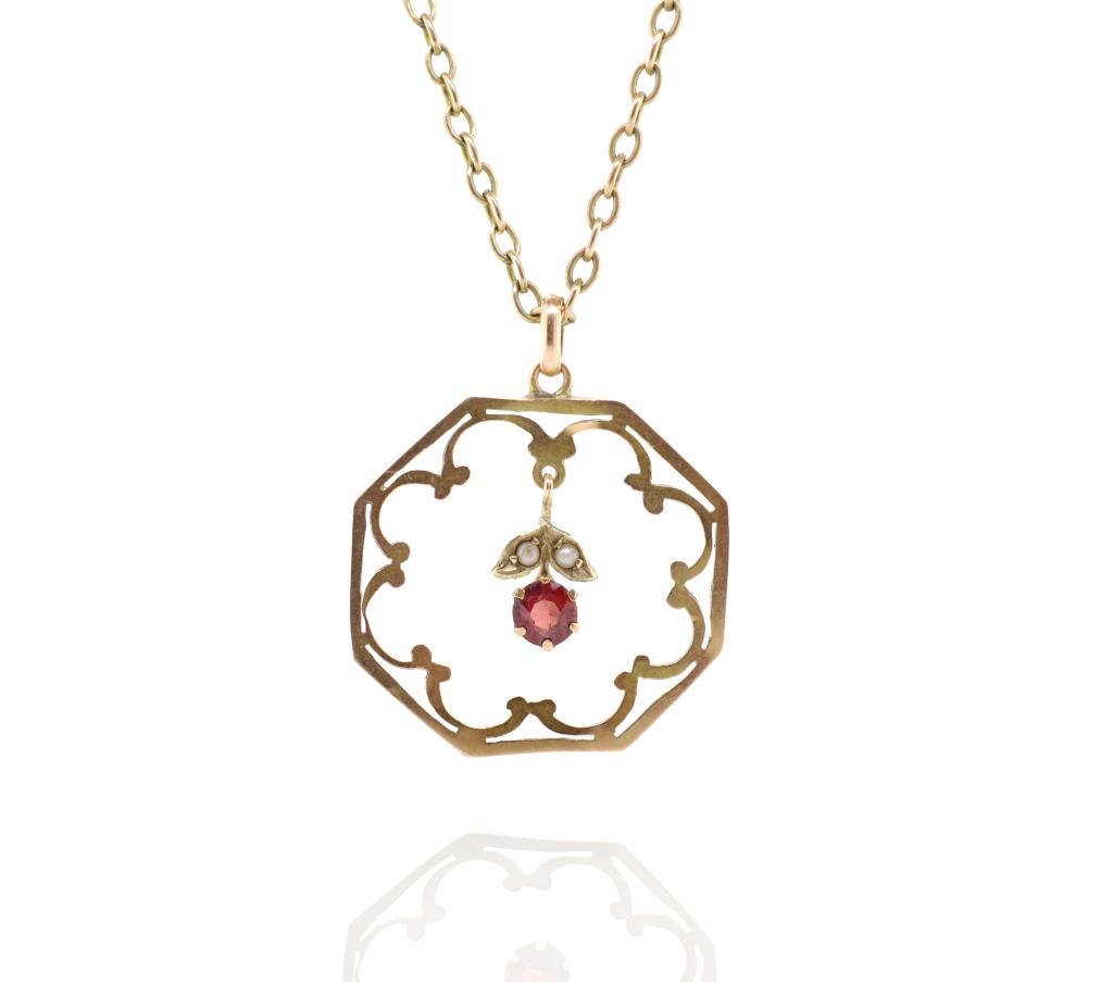 Edwardian rose gold pendant and chain