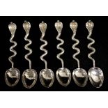 Set six Sri Lankan silver coffee spoons