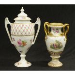 Two German porcelain twin handle urns
