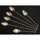 Set six Continental silver swizzle spoons