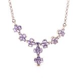 Tanzanite and sterling silver cluster necklace