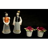 Pair Hollohaza Hungary ceramic figures