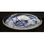 Kosta Boda white blue and black contrast dish