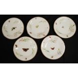 Set five Continental ceramic hand painted plates