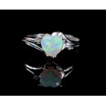 Opal set 18ct white gold ring