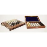 Two various cased travel chess boards