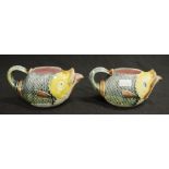 Two antique Victorian Majolica fish shaped jugs