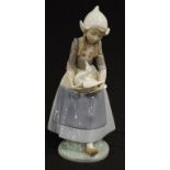 Lladro Standing Girl with Duck figure