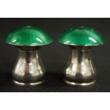 Sterling silver & enamel salt & pepper shakers