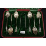 Cased set six Victorian sterling silver teaspoons