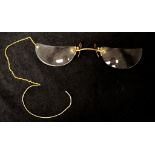 Pair cased half rolled gold frame spectacles