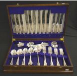 Wood cased canteen Greaves silver plate cutlery