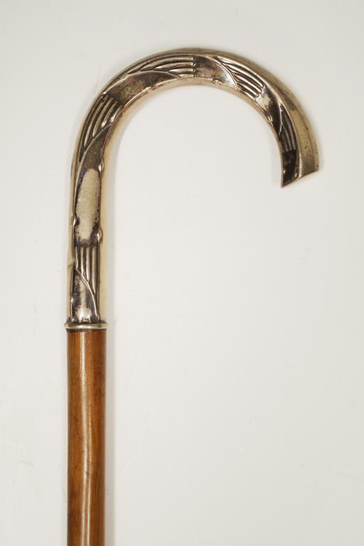 Art deco sterling silver handle walking stick - Image 2 of 4