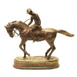 Vintage spelter horse & jockey figure