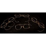 Five pairs vintage rolled gold frame spectacles