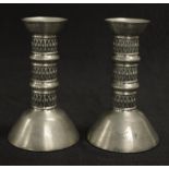 Pair Norwegian pewter candle sticks