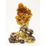 Chinese carved soapstone blossom sculpture