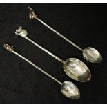 Three cased Australian sterling coffee spoons