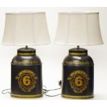 Pair French theme decorative painted table lamps