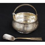 Vintage Russian silver swing handle sugar bowl