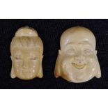 Two Chinese carved ivory portrait faces