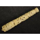 Antique Chinese carved bone needle case