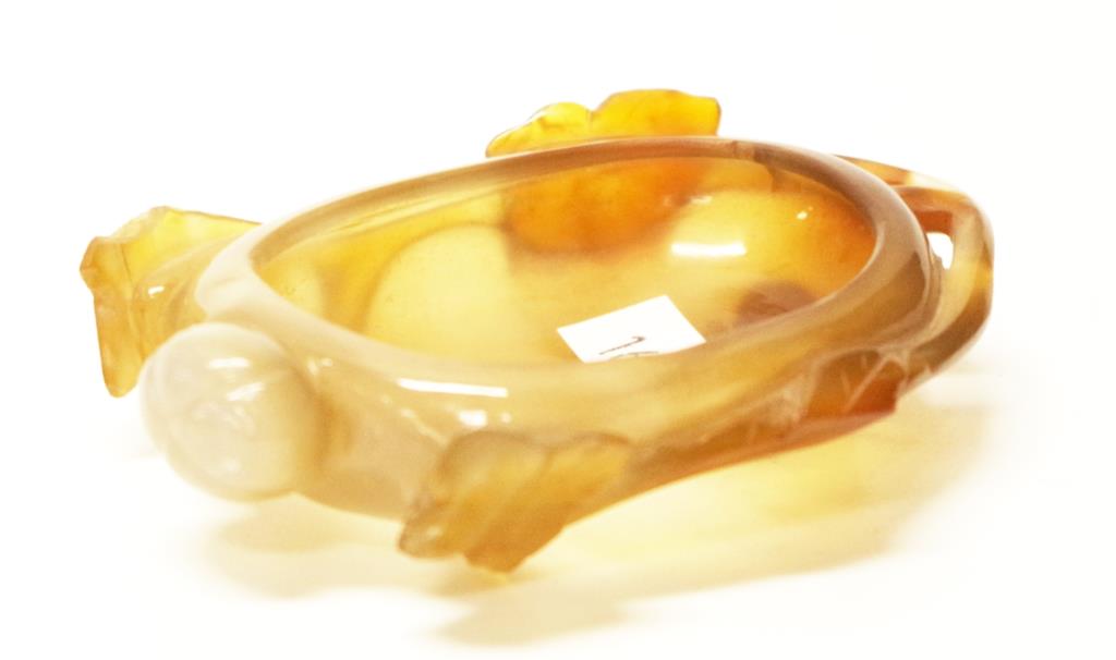 Good vintage Chinese carved agate bowl - Image 2 of 4