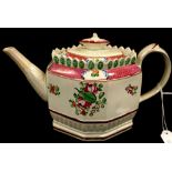 Early English pearlware octagonal teapot