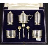 Art Deco cased sterling silver condiment set